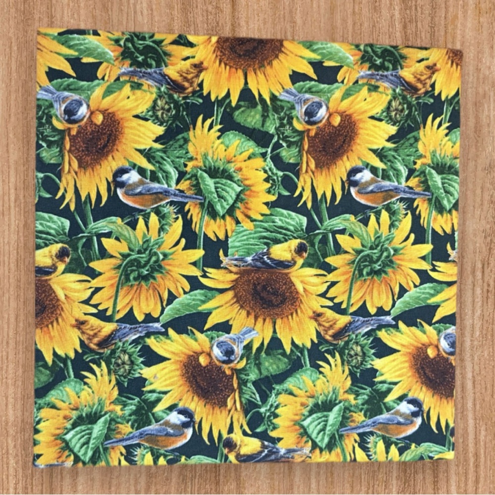Sunflower and Bird Patterned Fabric
